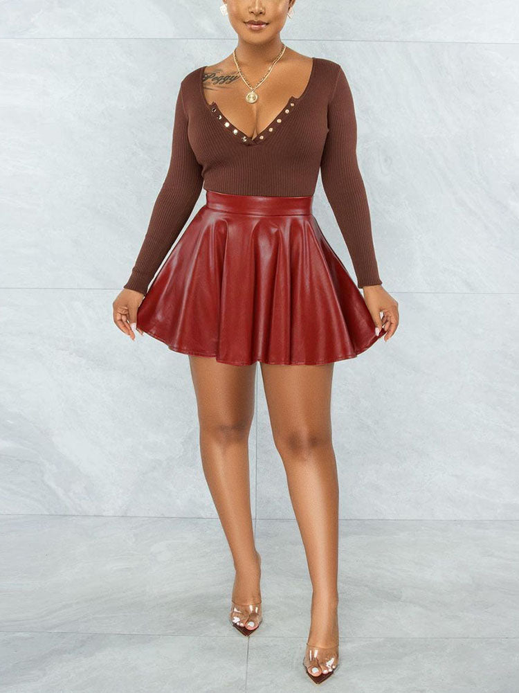 PU Leather Mini Skirt - ECHOINE