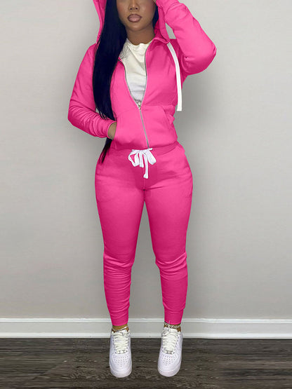 Casual Hoodies And Pant Tracksuit Set - ECHOINE