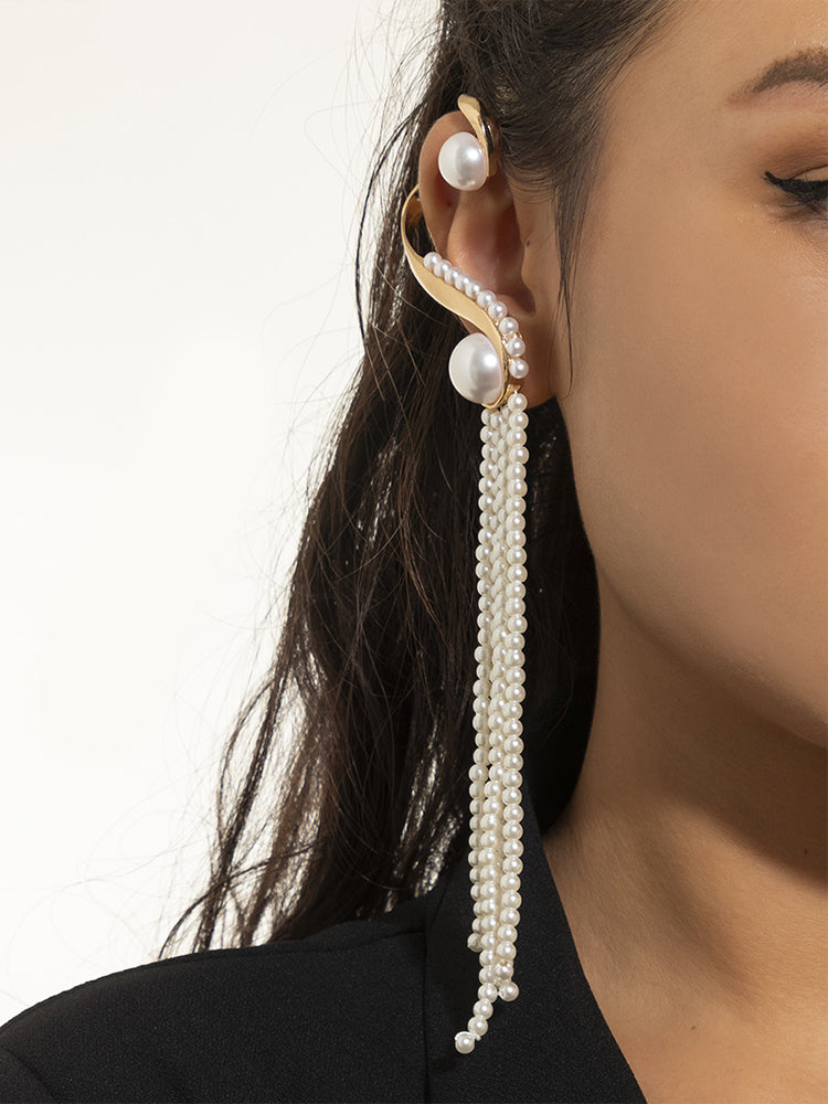 Pearl Tassel Single Earrings - ECHOINE