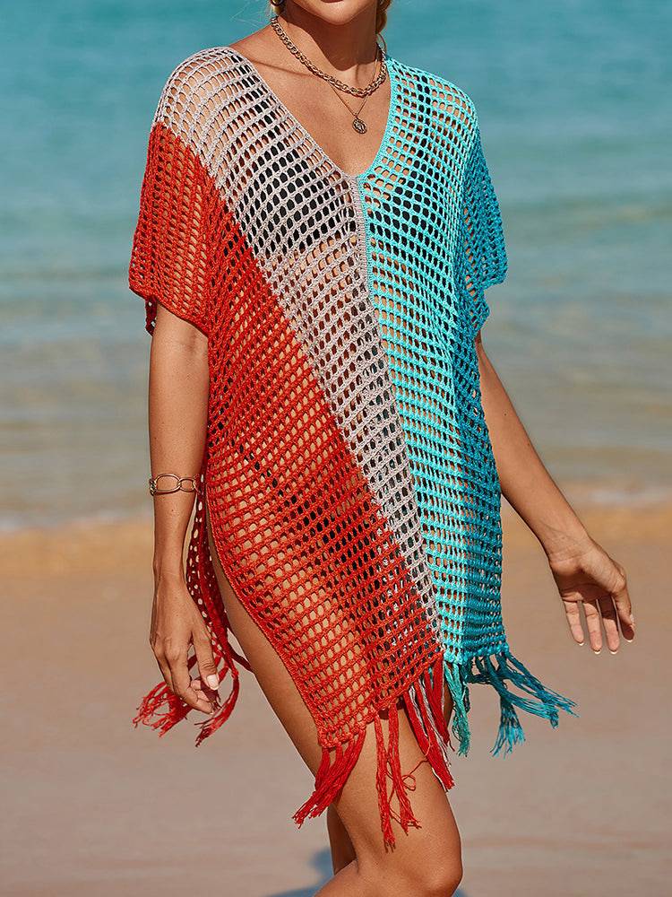 Tassel Hollowed Out Swimwear Cover Up - ECHOINE