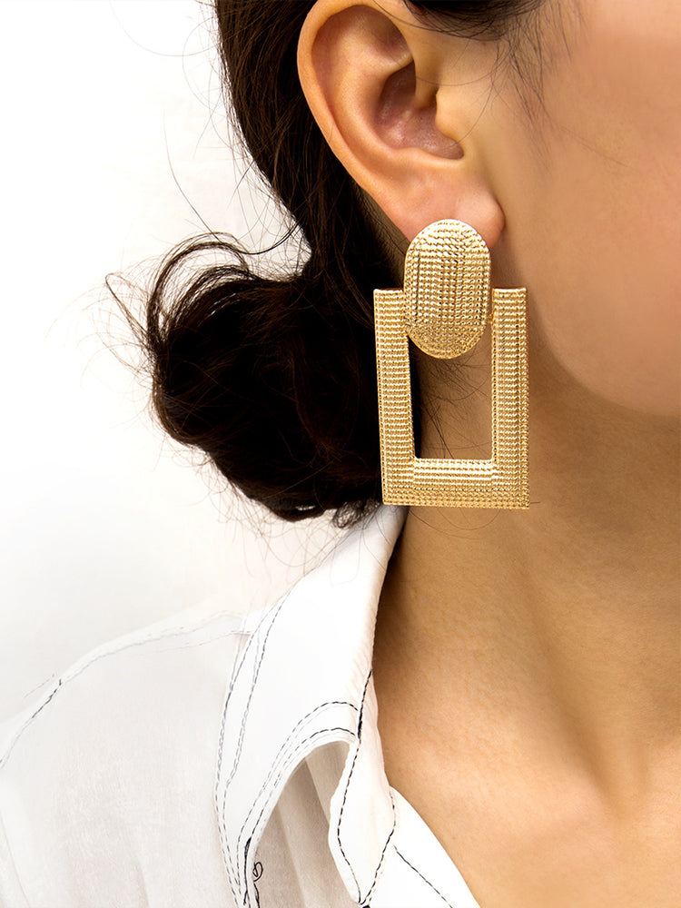 Square Dangling Hollow Earrings - ECHOINE