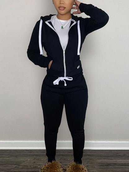 Casual Hoodies And Pant Tracksuit Set - ECHOINE