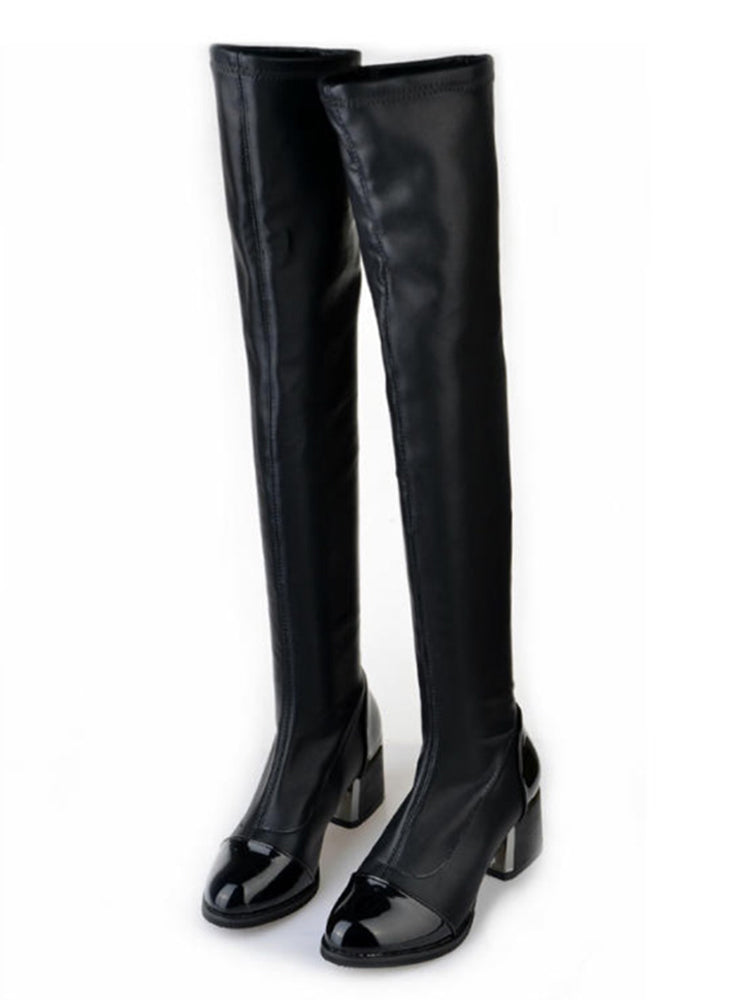 PU Over The Knee Chunky Boots - ECHOINE