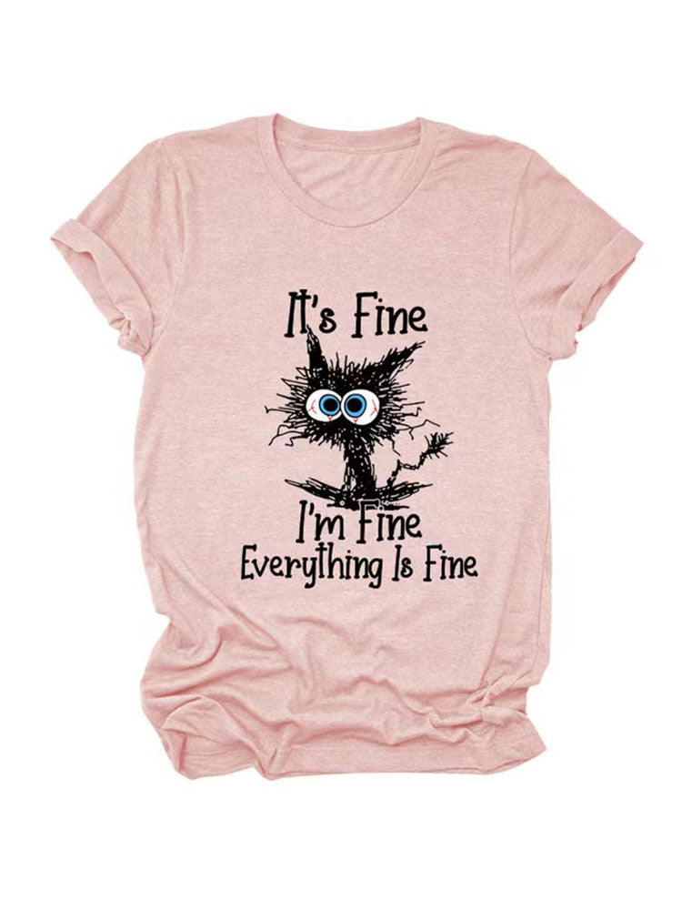 Everything Is Fine Cat Tee - ECHOINE