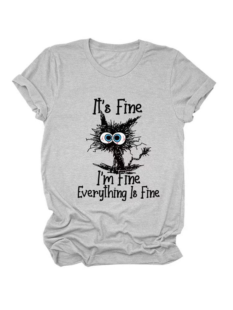 Everything Is Fine Cat Tee - ECHOINE
