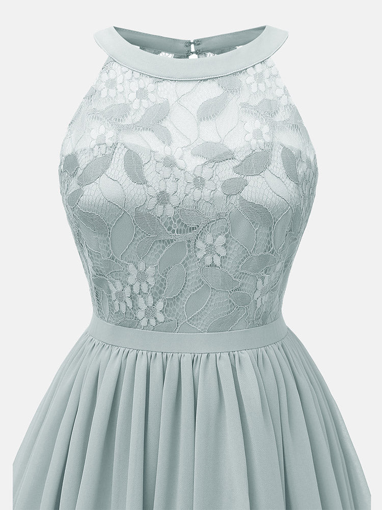 Lace Chiffon Sleeveless Midi Dress - ECHOINE