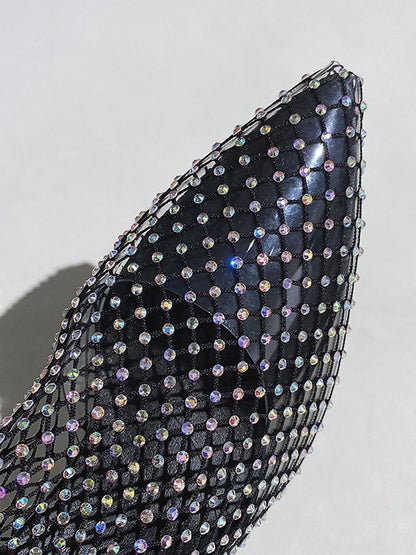 Rhinestone Mesh Heels - ECHOINE