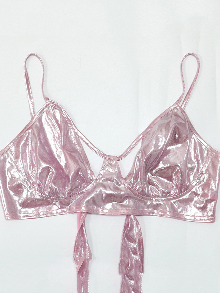 3PC Shiny Bikini Set & Rhinestone Cover Up - ECHOINE