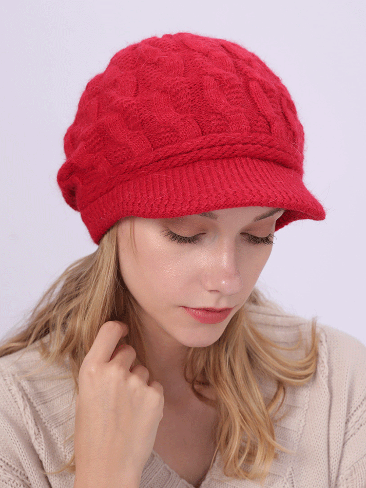 Solid Knitted Beret Hat - ECHOINE