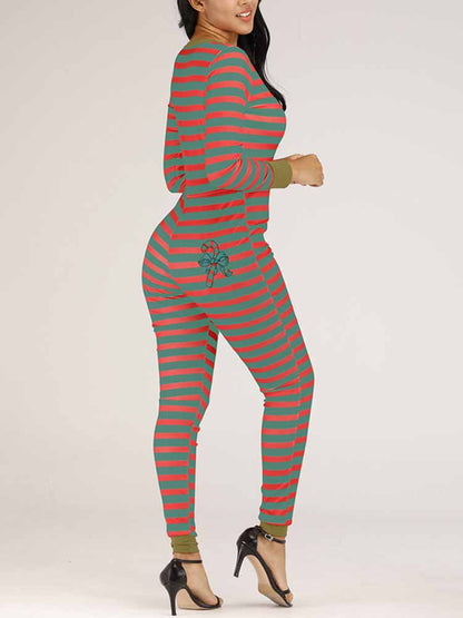 Christmas Striped Jumpsuit - ECHOINE