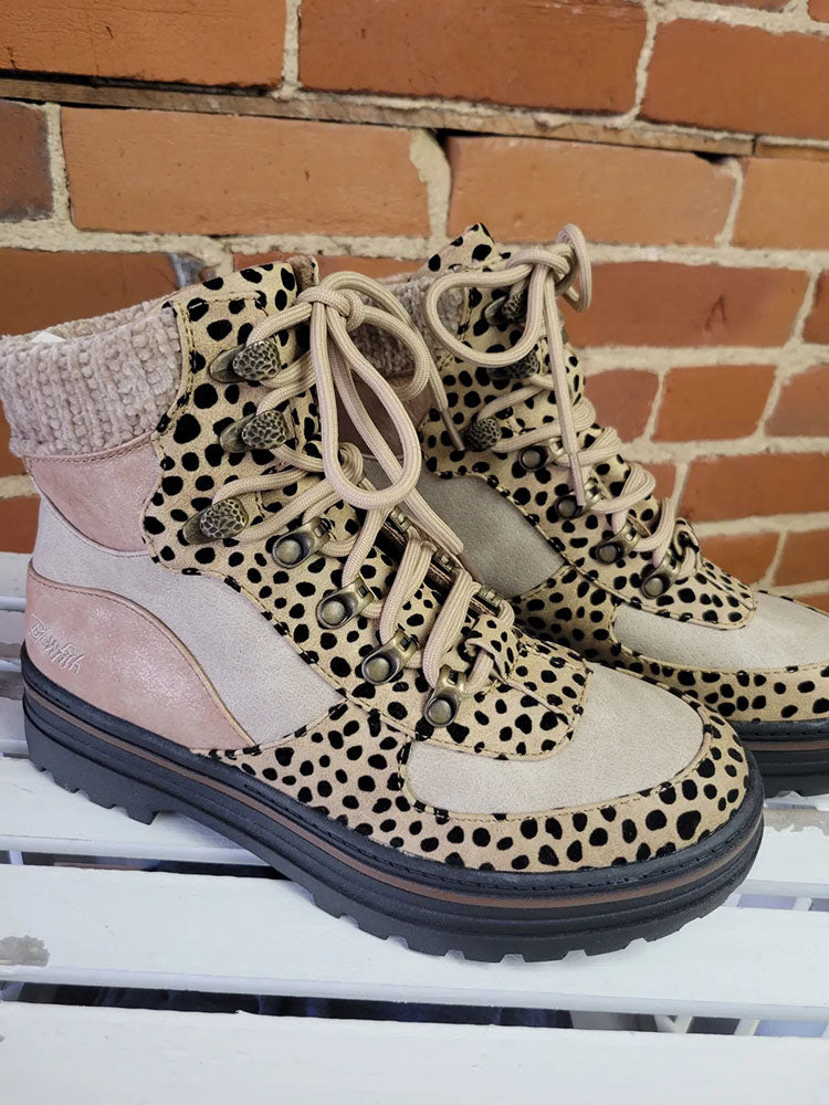 Leopard Lace Up Boots - ECHOINE