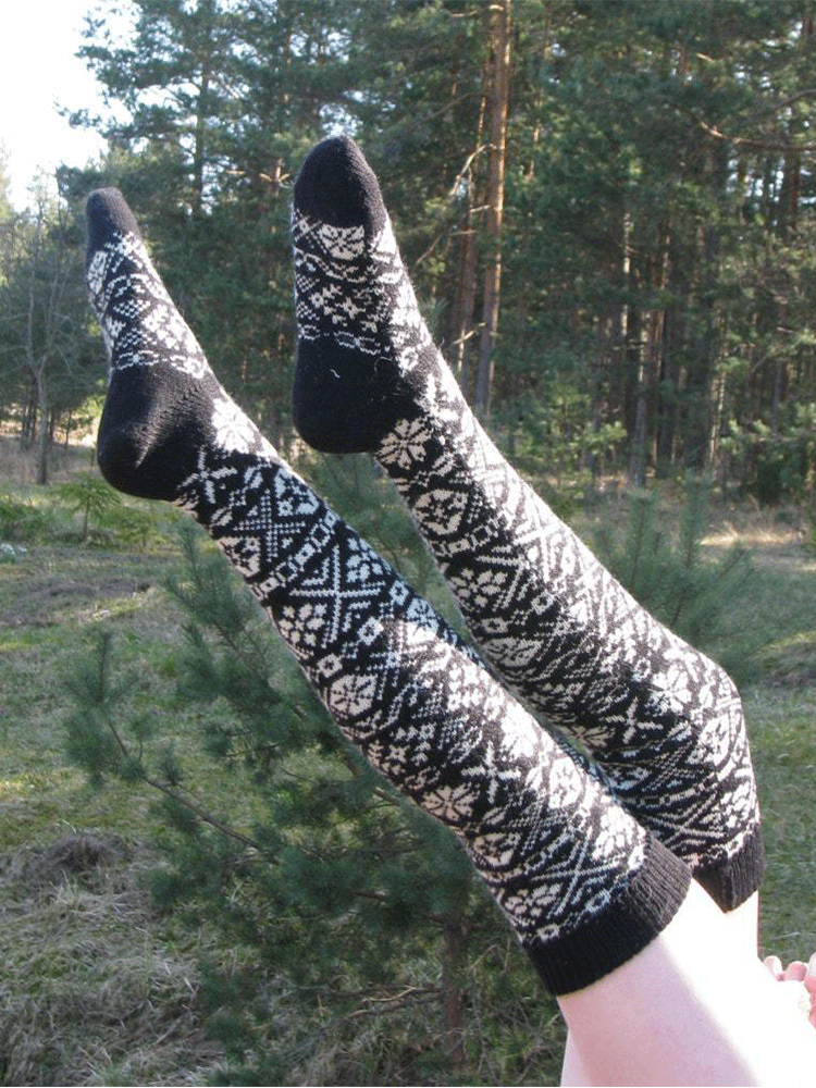 Christmas Snowflake Knitted Socks - ECHOINE
