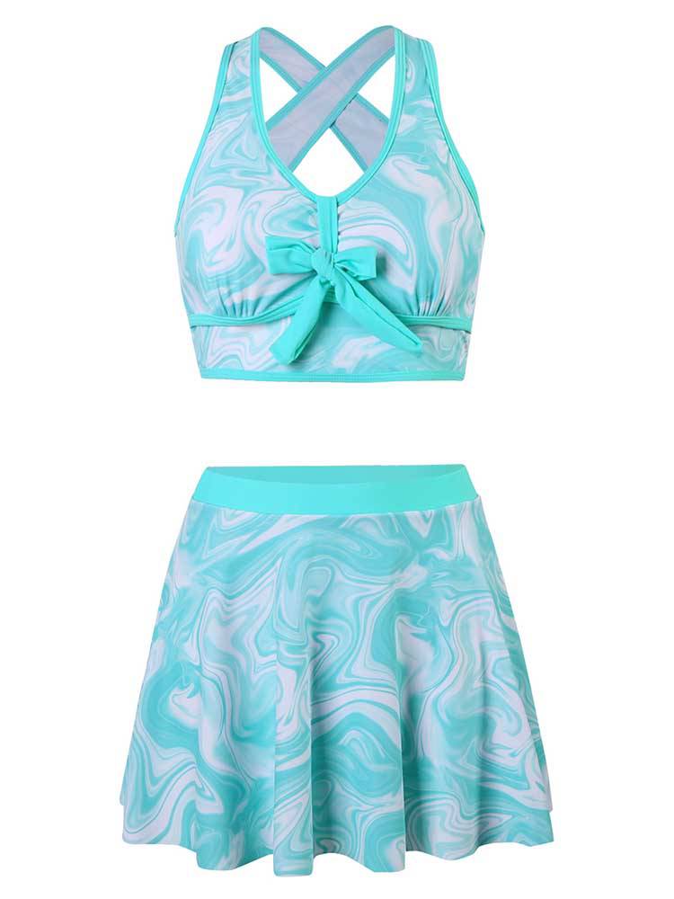 Printed Skirt Swimsuit - ECHOINE