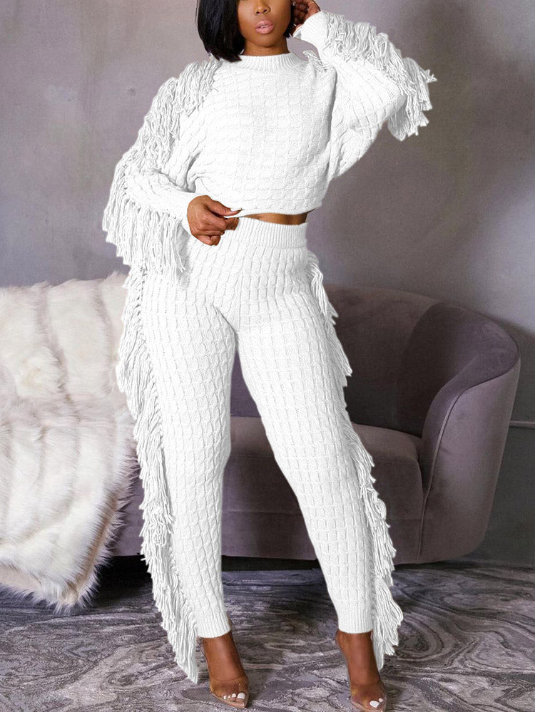 Knitted Tassel Outfit Sets - ECHOINE