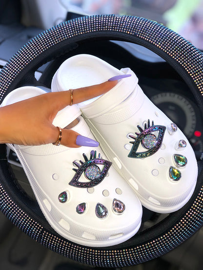 Rhinestone Evil Eyes Slides - ECHOINE