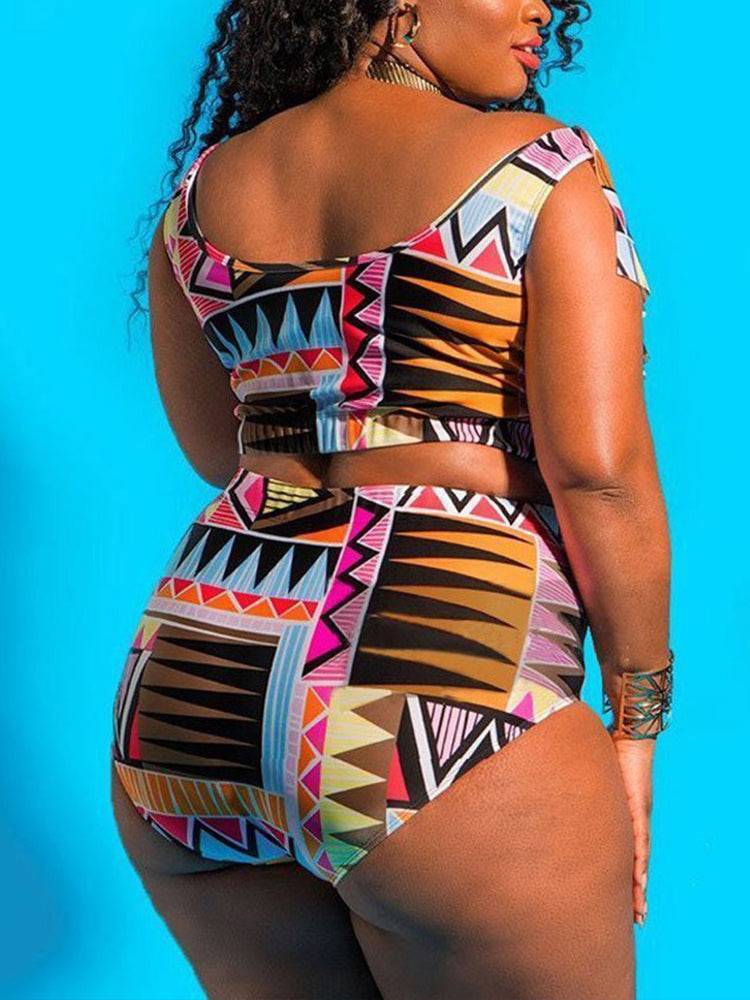 Printed Ruffle Swimsuit - ECHOINE