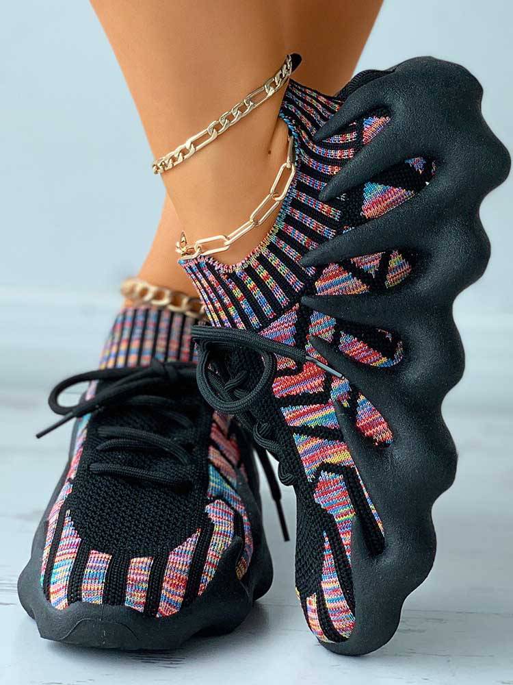 Lace-up Knit Breathable Sneakers - ECHOINE