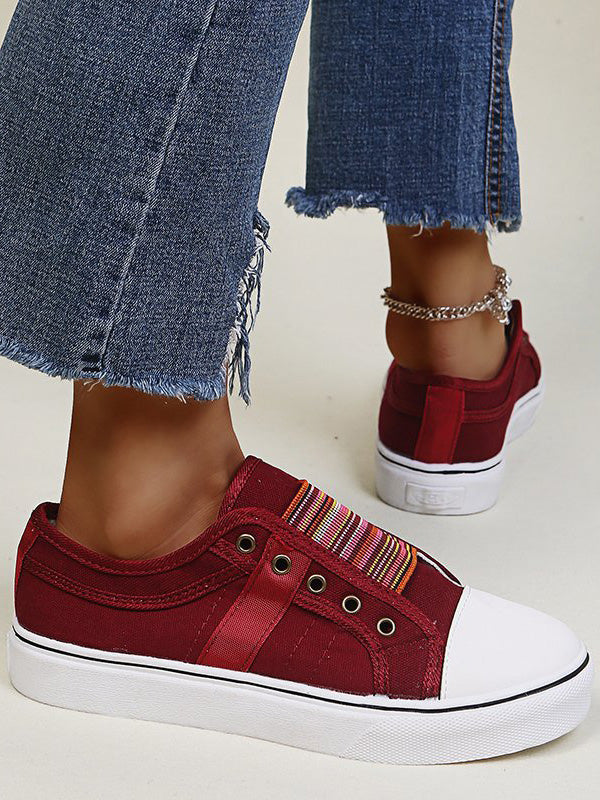 Casual Band Slip-On Canvas Sneakers - ECHOINE