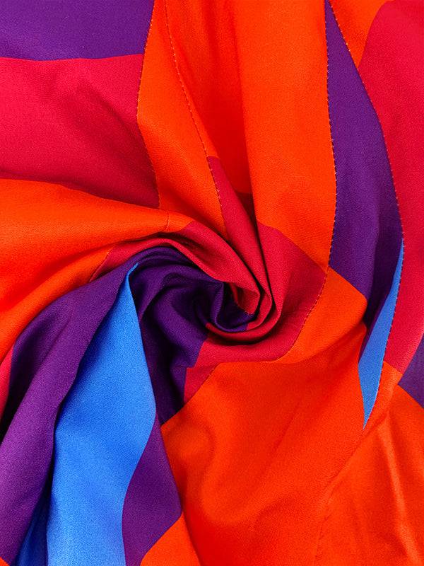 Tie Dye With Belt V Neck Dress - ECHOINE