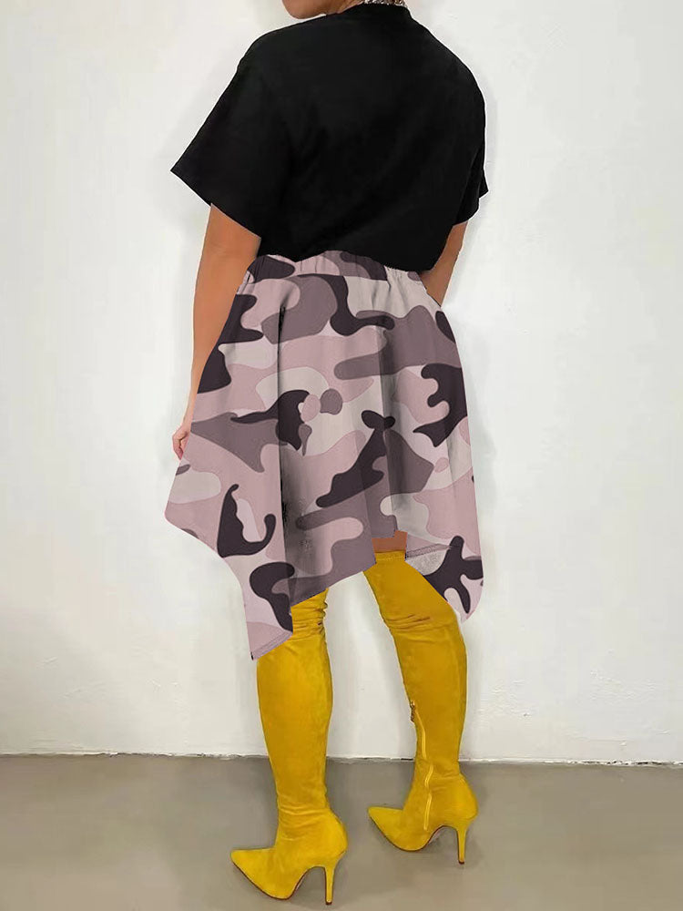 Irregular Camouflage Skirt - ECHOINE