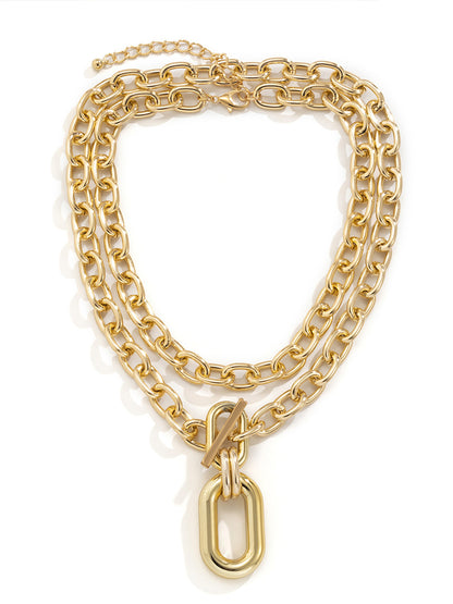 Punk Style Buckle Stacked Necklace - ECHOINE