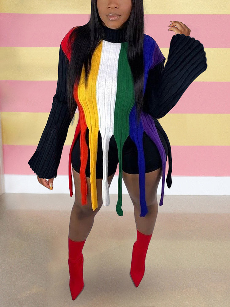 Rainbow Striped Sweater - ECHOINE
