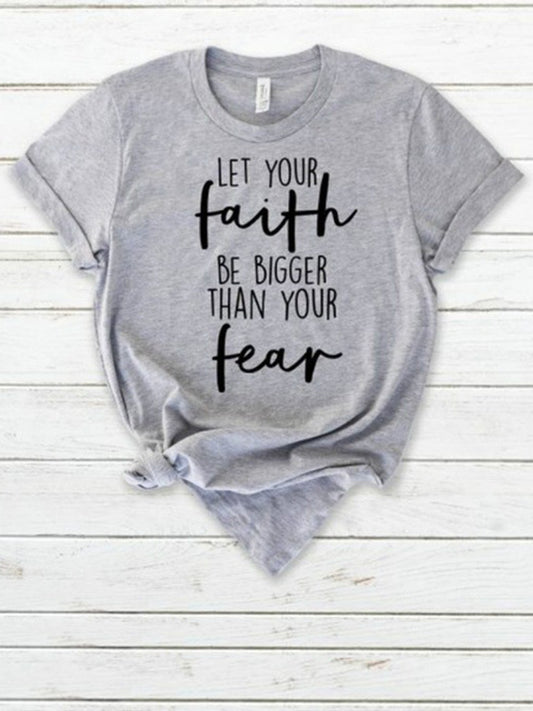 Faith Letter Print Casual T-Shirt - ECHOINE