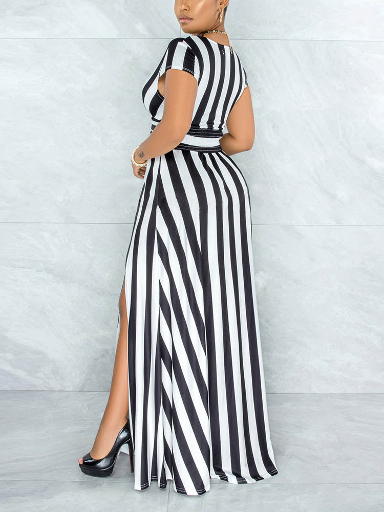 Striped Slit Dress - ECHOINE