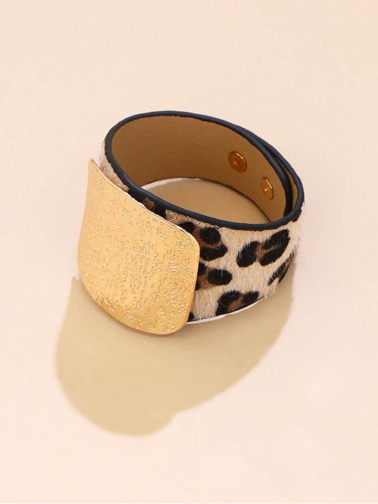 Leopard Printed Faux Leather Bracelet - ECHOINE