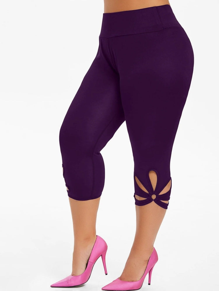 Solid Color Cutout Yoga Leggings - ECHOINE