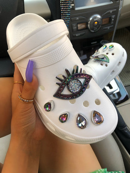 Rhinestone Evil Eyes Slides - ECHOINE