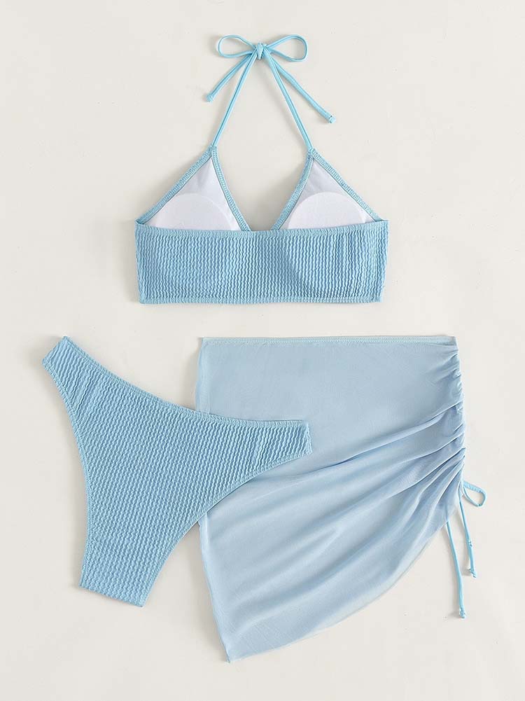 3pack Halter Bikini Swimsuit & Beach Skirt - ECHOINE