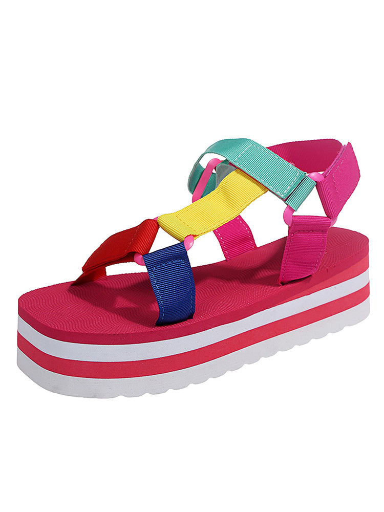 Velcro Color Block Sandals - ECHOINE