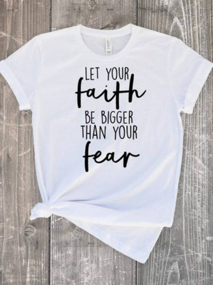 Faith Letter Print Casual T-Shirt - ECHOINE