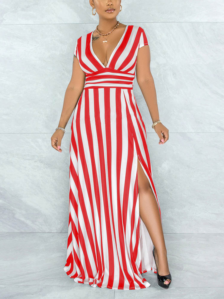 Striped Slit Dress - ECHOINE