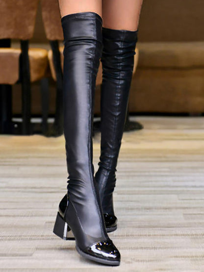 PU Over The Knee Chunky Boots - ECHOINE