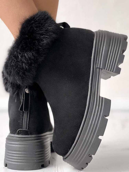 Furry Trim Lined Snow Boots - ECHOINE