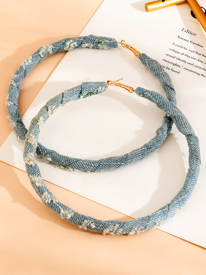 Denim Hoop Earrings - ECHOINE