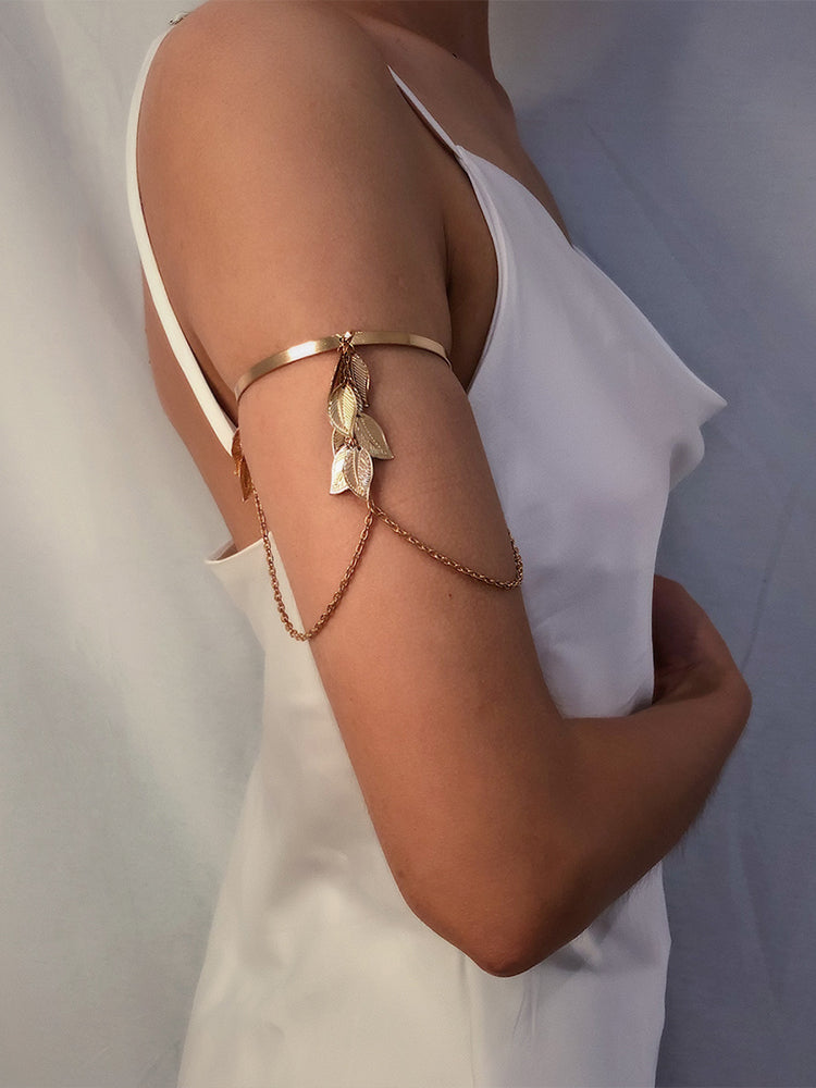 U-shaped Leaf Tassel Arm Bracelet - ECHOINE