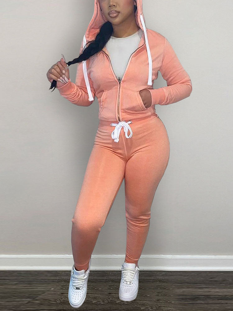 Casual Hoodies And Pant Tracksuit Set - ECHOINE