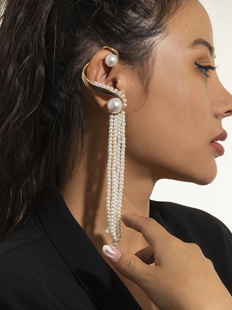 Pearl Tassel Single Earrings - ECHOINE