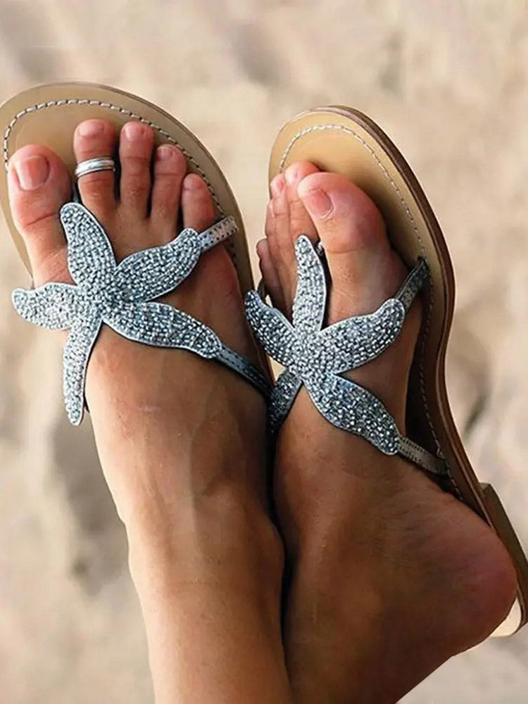 Starfish Pattern Beaded Sandals - ECHOINE