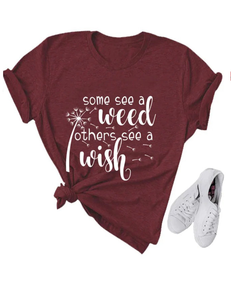 Wish Letter Print T-Shirt - ECHOINE