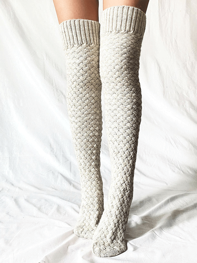 Knit Over Knee Tile Socks - ECHOINE