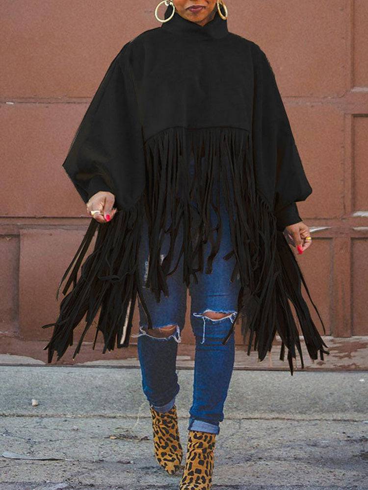 Solid Fringed Faux Suede Top - ECHOINE