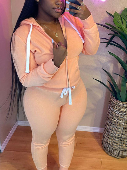 Casual Hoodies And Pant Tracksuit Set - ECHOINE