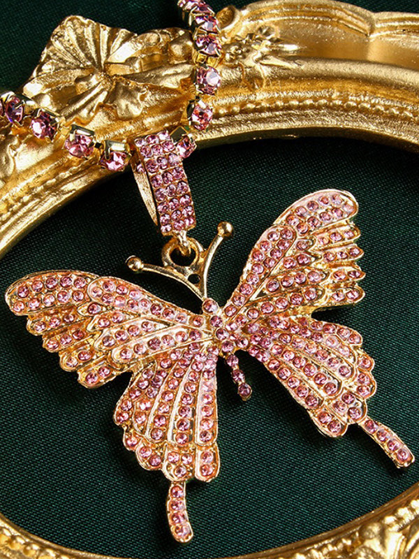 Rhinestone Butterfly Necklace - ECHOINE