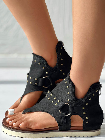 Star Print Studded Sandals - ECHOINE