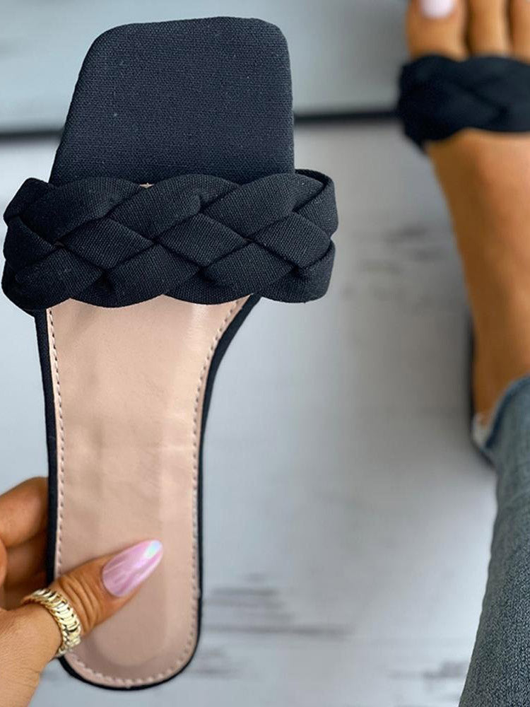 Braided Square Toe Slides - ECHOINE