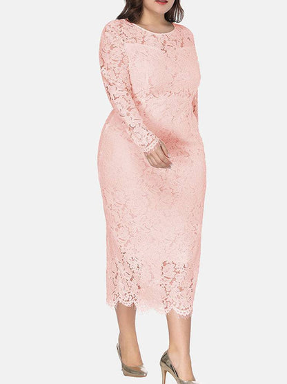 Elegant Long Sleeve Lace Maxi Dress - ECHOINE